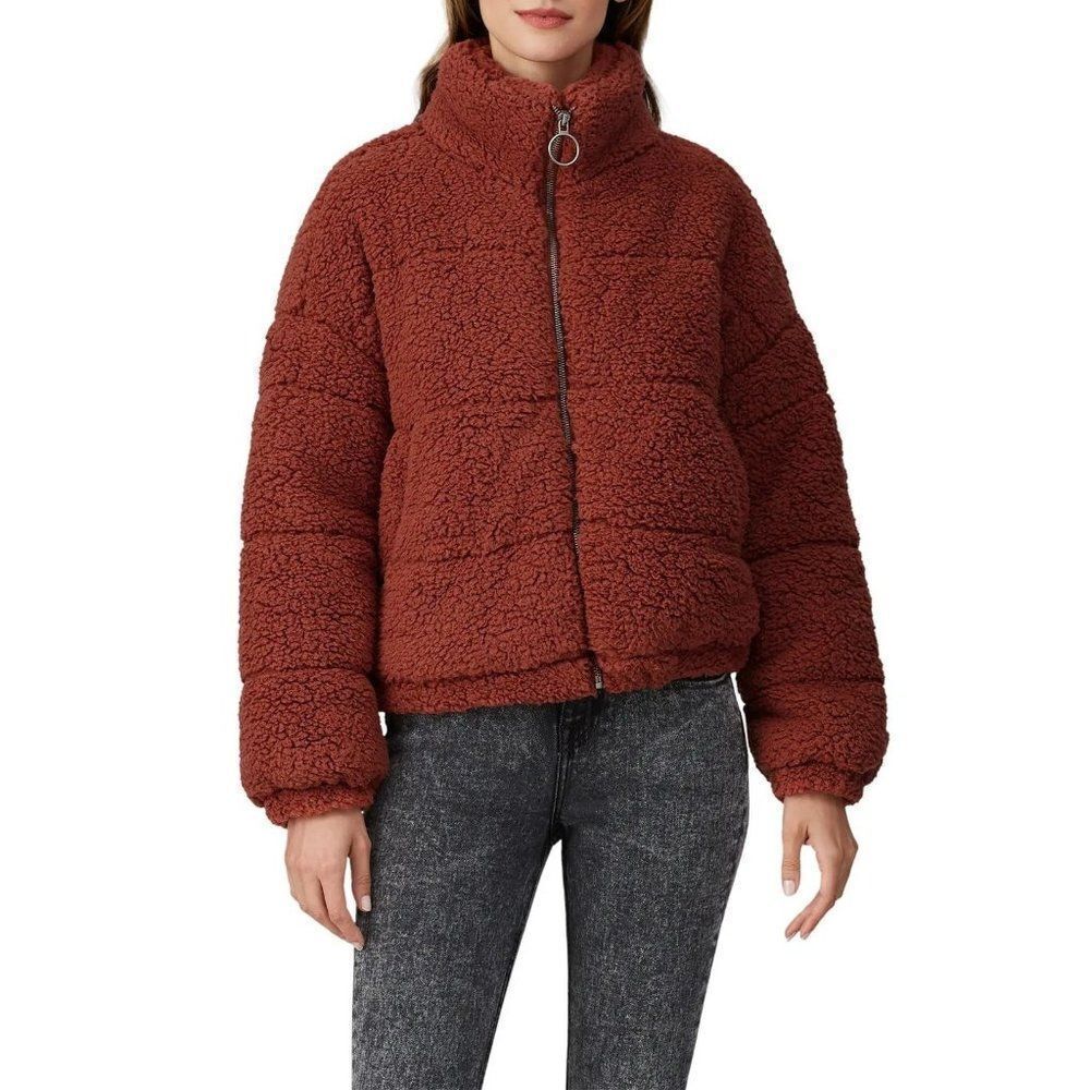 Louna Rust Sherpa Teddy Puffer Jacket Size L